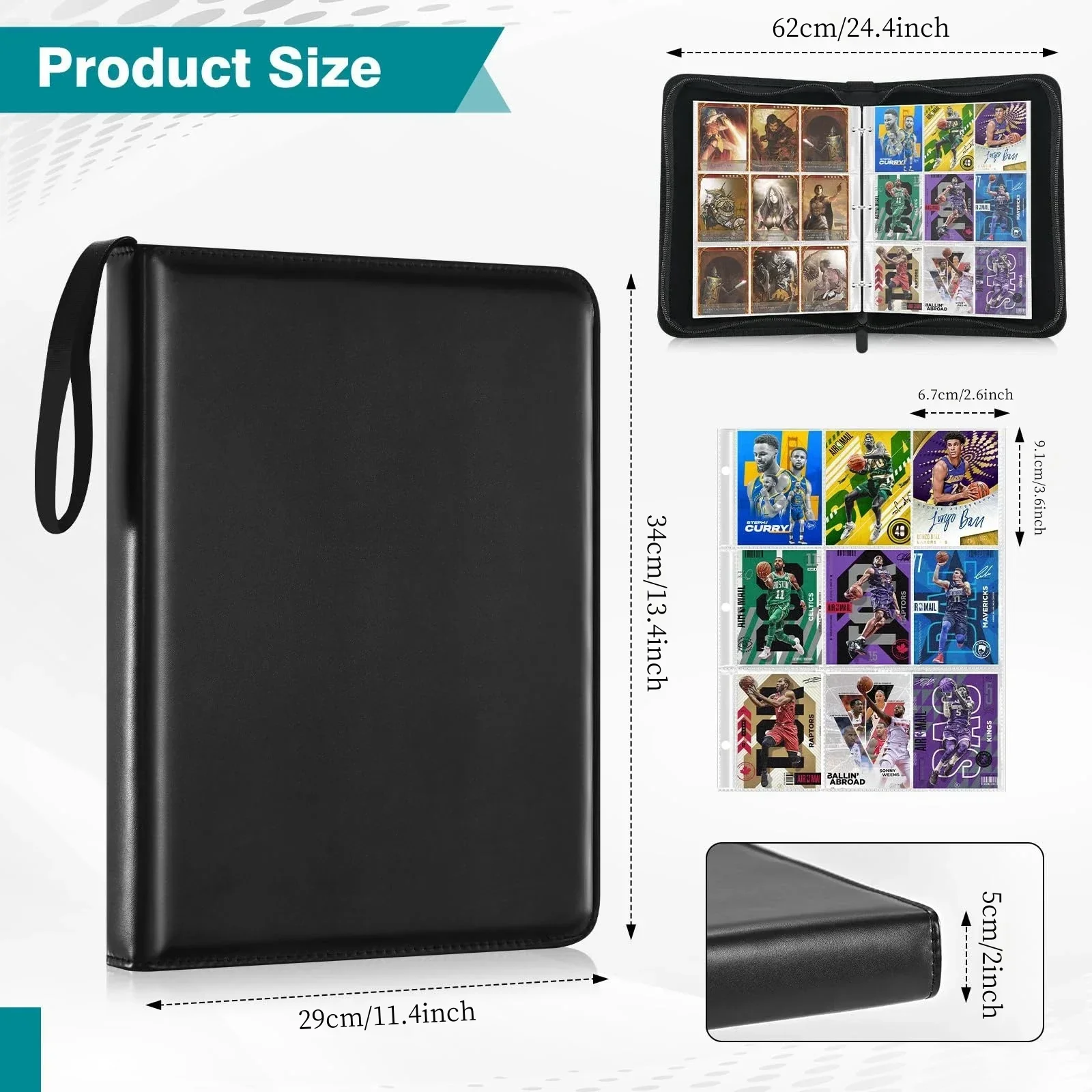 Personalized 9 Pocket Cards Binder, Custom 900 Double Sided Pocket Album for Sport Game Cards, Unique Card Collection Storage