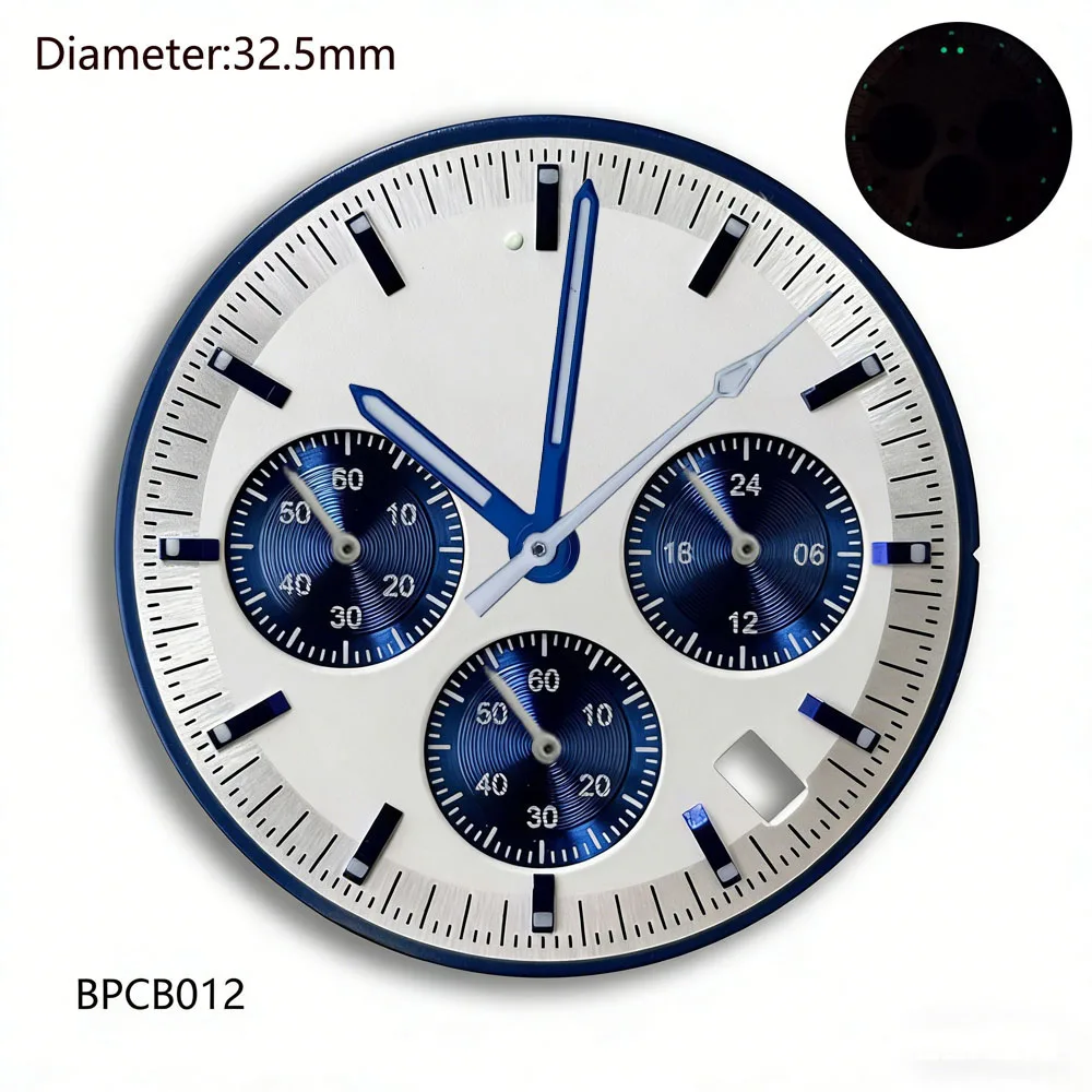32,5mm VK63 S Logo Zifferblatt Grün-Blau Chronographen-Zifferblatt für VK63 Quarzwerk Speed Professional Master's Zifferblatt Modifikationsteile – Detail 4