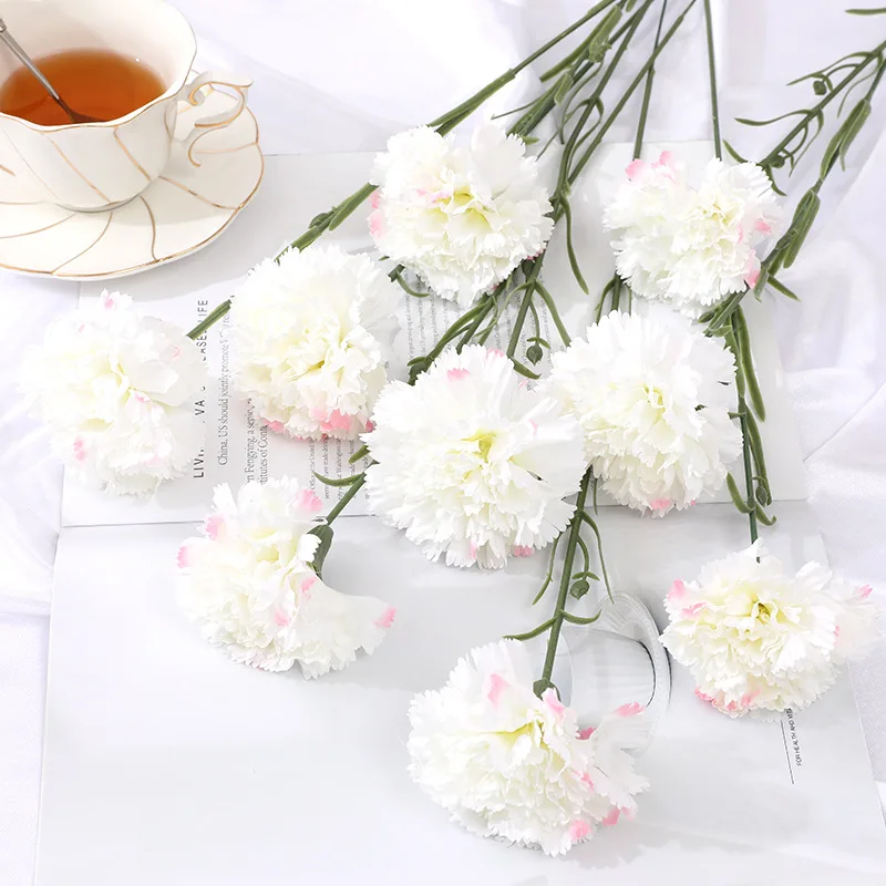 

10Pcs Silk Artificial Flowers Carnation Home Decoration Mother's Day Gift Carnation Fake Flowers Bouquet Holiday Party Layout