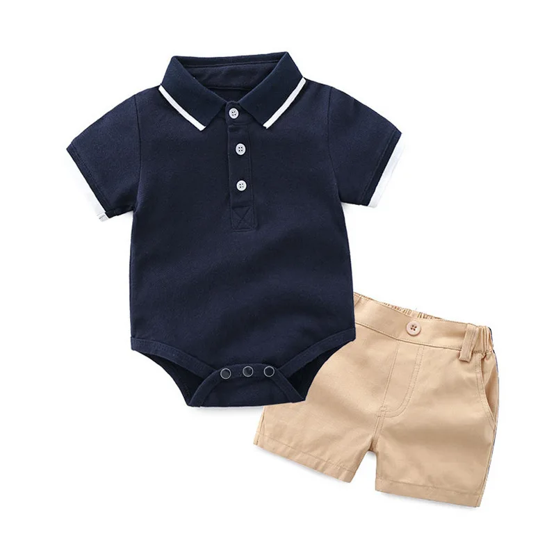 

Children's short-sleeved boy Polo baby baby crawl suit casual shorts suit baby baby