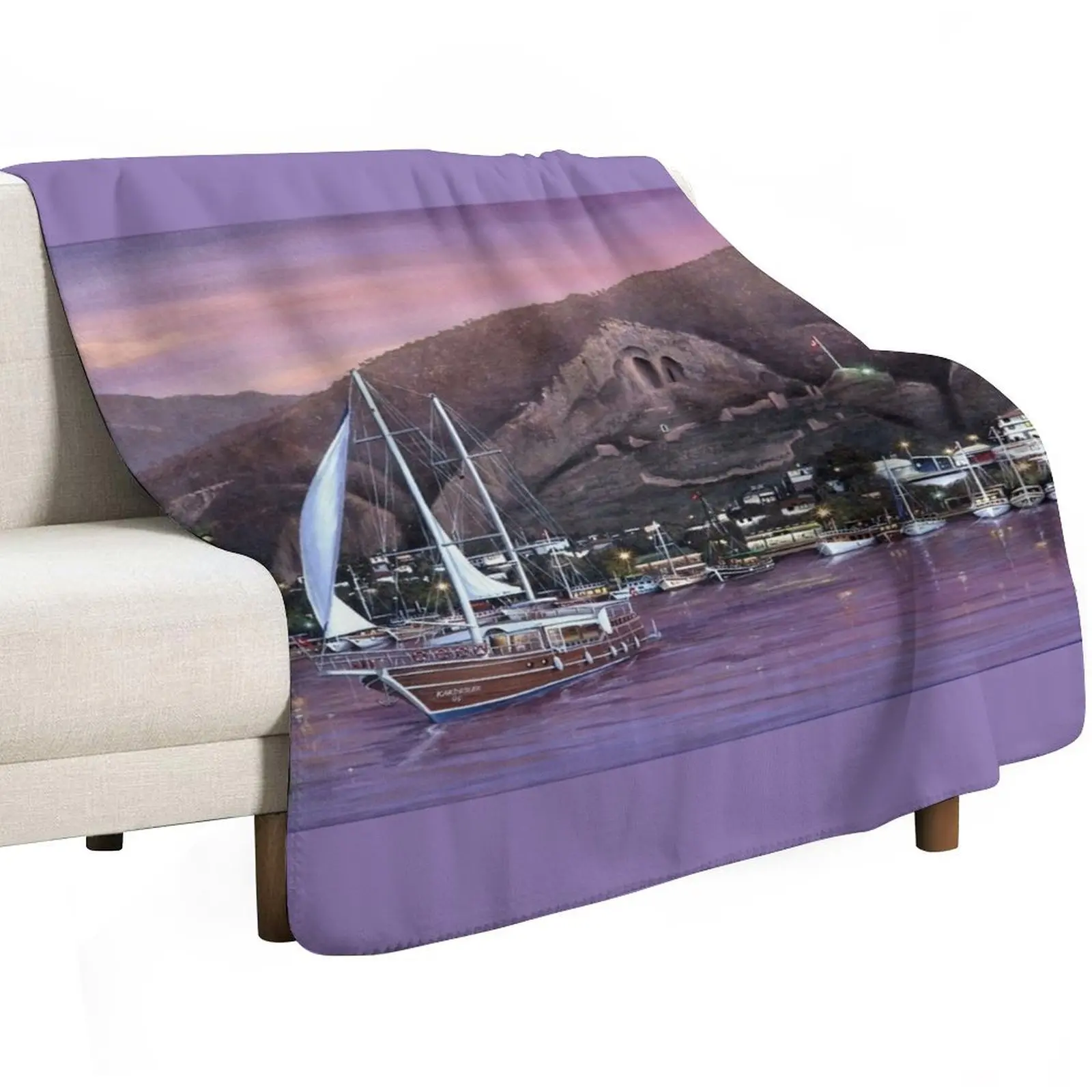 Sails at Sundown Throw Blanket Beach Moving Thermals For Travel Weighted Custom Shaggy Blankets