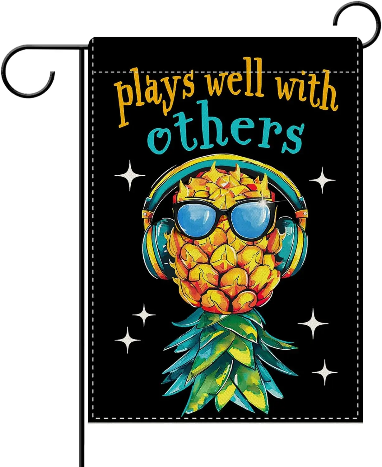 Dyrenson Upside Down Pineapple Decorative Garden Flag, Plays Well With Others Yard Outside Home Decoration, Funny Swinger Pa UUN