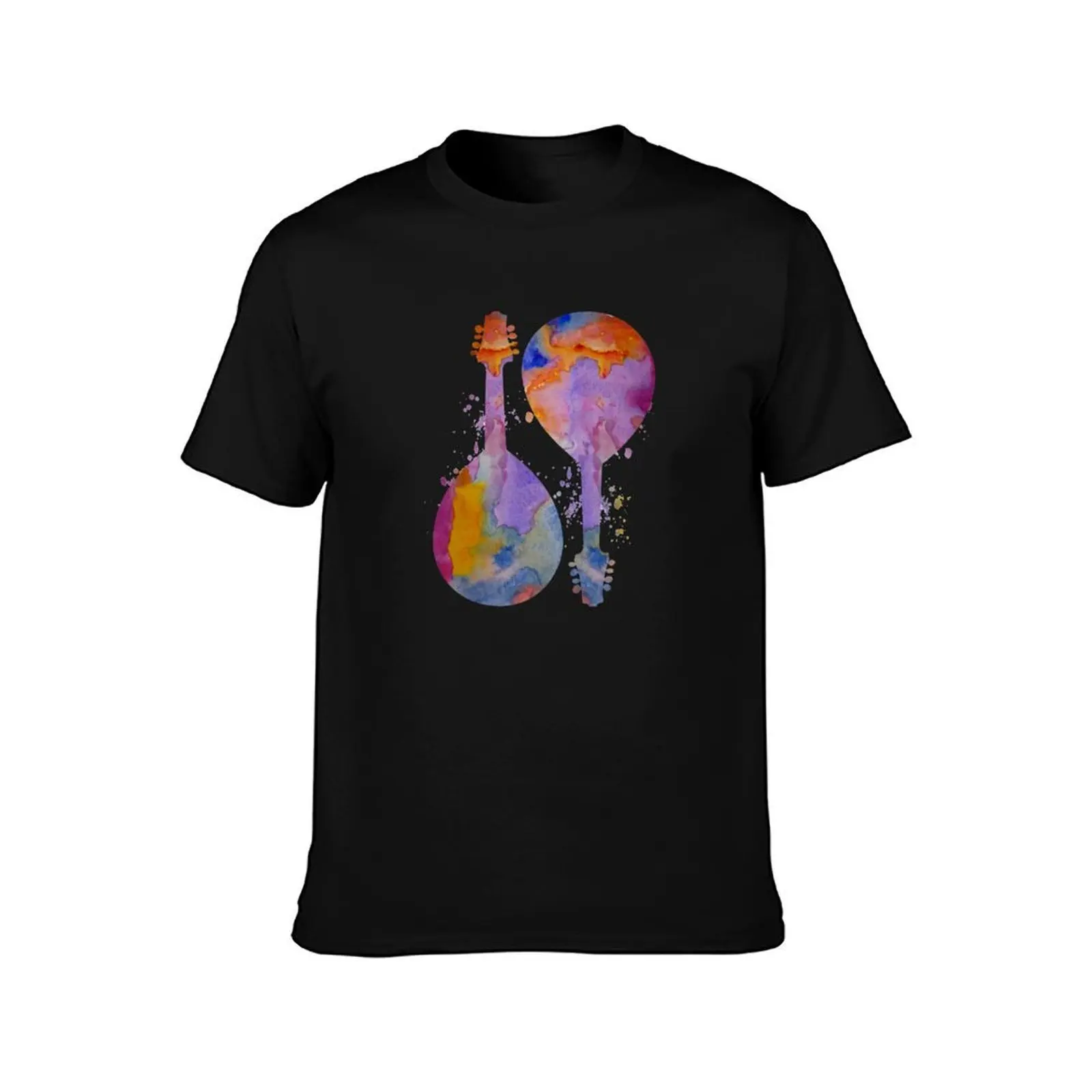 Mandolins T-Shirt, Summer Casual Cotton Tee, Oversized Streetwear Tops, Vintage Graphic Print, Loose Fit Short Sleeve