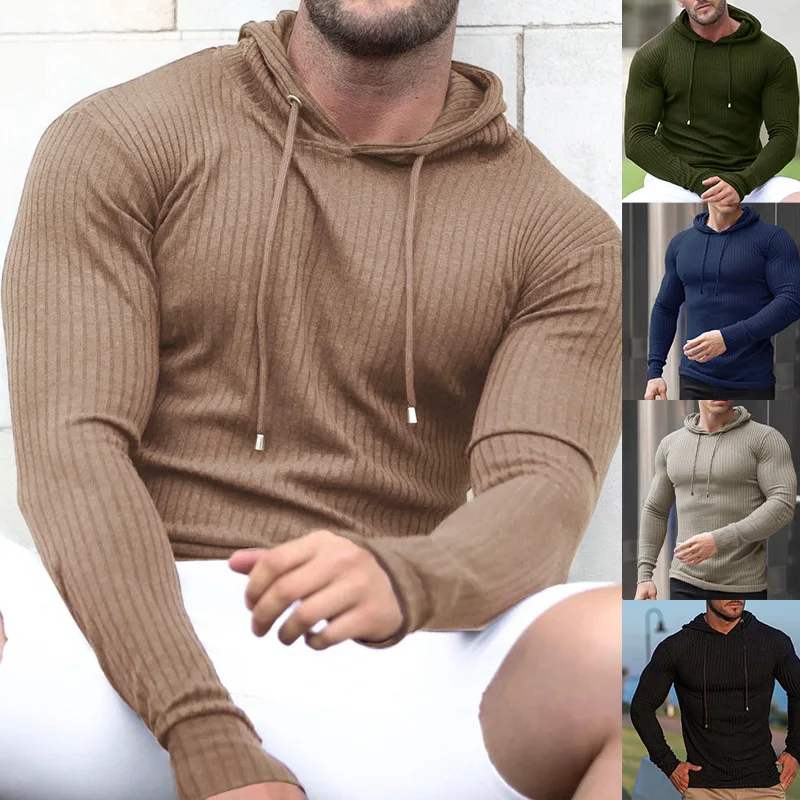2024 Men Casual Long Sleeve Hoodies Tees Vintage Pullover Man Stitching Hooded Drawstring Sweatshirt Men Fitness Clothing