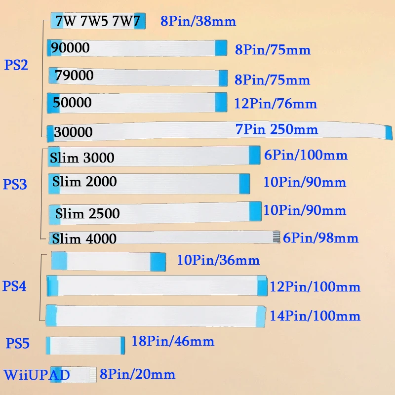 10 ชิ้นสําหรับ 6 7 8 10 12 14 18Pin Power Switch Ribbon Flex Cable FPC Connector Cable สําหรับ PS5 PS4 PS3 PS2 WiiuPAD Controller Flex