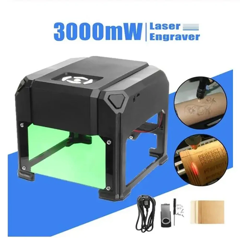 Mini USB 3000MW CNC Laser Engraving Machine 110V220V DIY Home Engraver Desktop Wood Router/Cutter/Printer FOR WIN/Mac OS System
