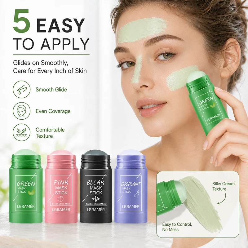 Grüner Tee/Aubergine/Bambuskohle/Pfirsich Festmaske, Tiefenreinigung, Feuchtigkeitsspendend, Porenverfeinernd, Entfernt Mitesser & Akne 40g
