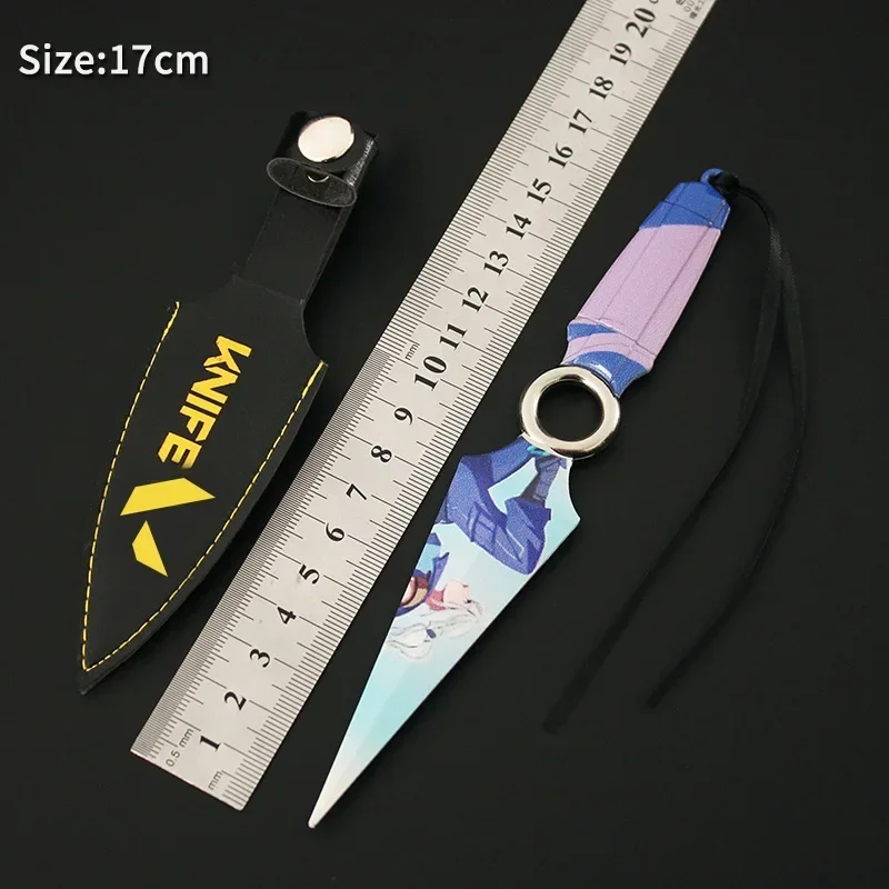 JX TOY 17cm Valorant Knife Jett Kunai Metal Model with Sheath Game Peripherals Melee Reaver Weapons Steel Katana Training Knives