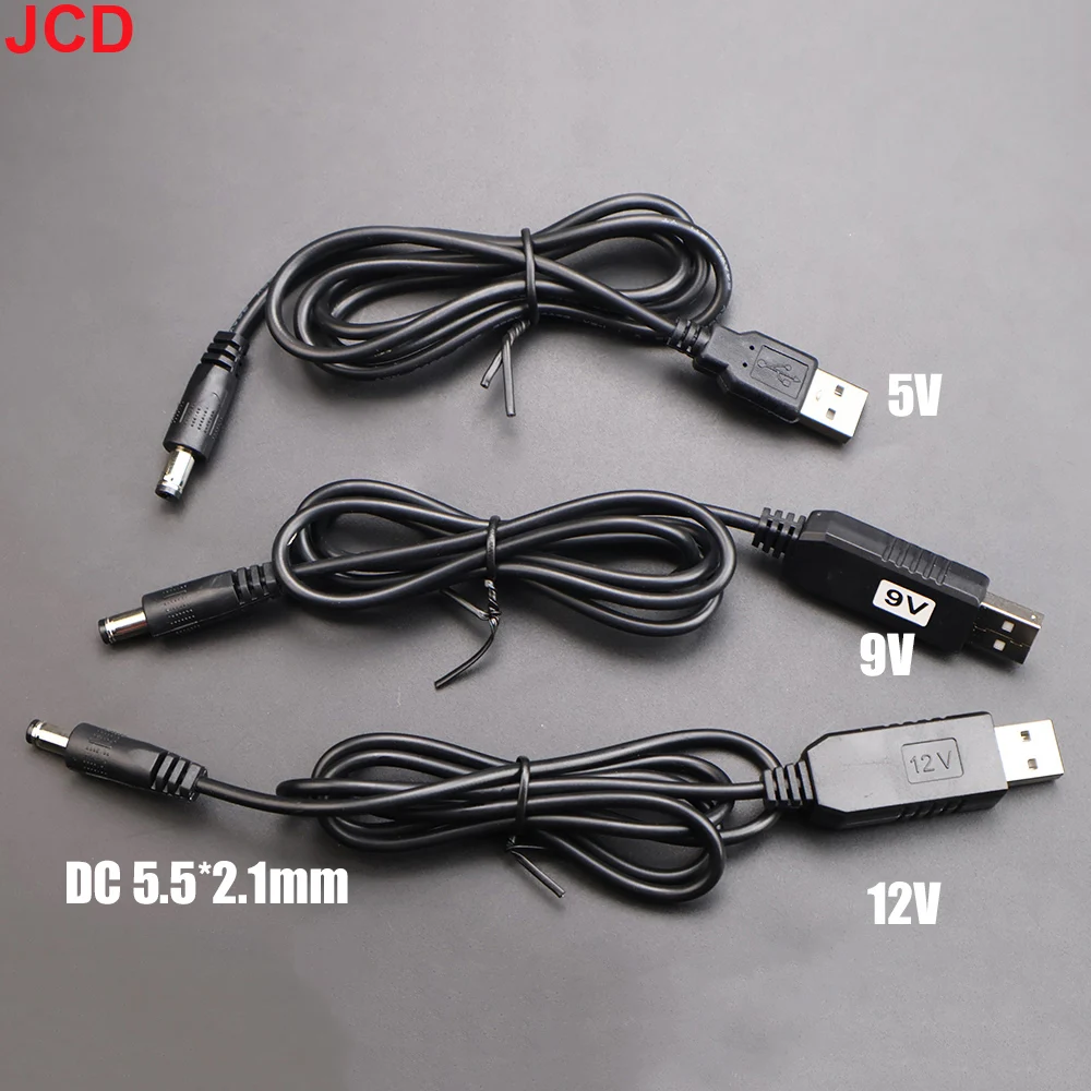 JCD 1 Stück USB-Stromverstärkerkabel DC 5V zu DC 9V / 12V Step-Up-Modul USB-Konverter-Adapterkabel 2,1x5,5mm Stecker