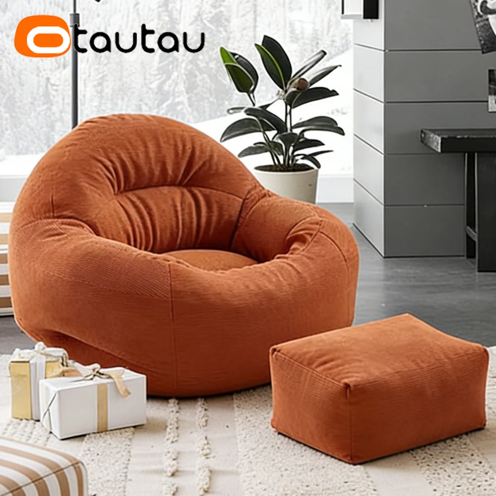 OTAUTAU Soft Corduroy Bean Bag Cover Corner Nest Pouf Ottoman Beanbag Cover SF632【No Filler!Please Buy Filler Yourself!】 - view 6