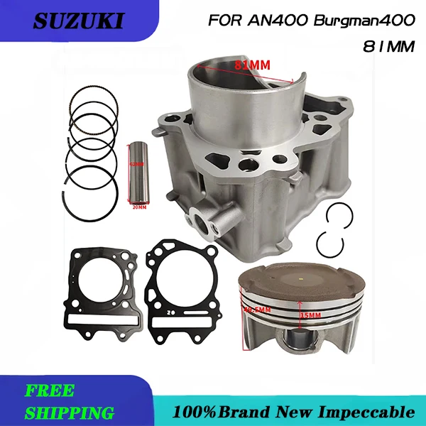 81 мм 400cc комплект цилиндров двигателя мотоцикла, поршневые кольца, прокладка цилиндра двигателя для SUZUKI AN400 Burgman400 AN Burgman 2007-2024 81 мм 400cc комплект цилиндров двигателя мотоцикла, поршневые кольца, прокладка цилиндра двигателя для SUZUKI AN400 Burgman400 AN Burgman 2007-2024