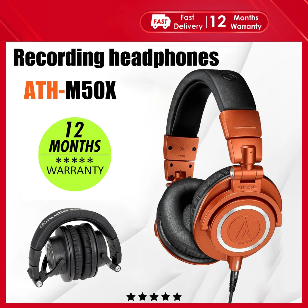 

Audio Technica ATH M50X HIFI Earphones Professional Fully Enclosed Monitoring Headphones Foldable Music Game Headset,orange