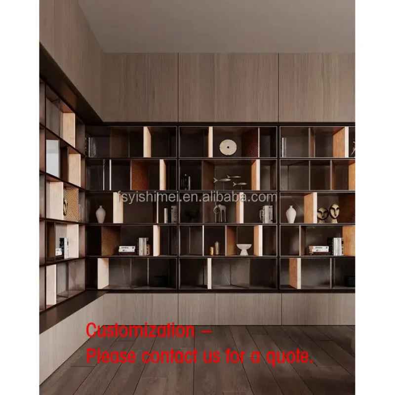 custom.Modern Minimalist Luxury Custom Metal Aluminum Floor to Ceiling Display Shelf With Led Light Living Room Offi