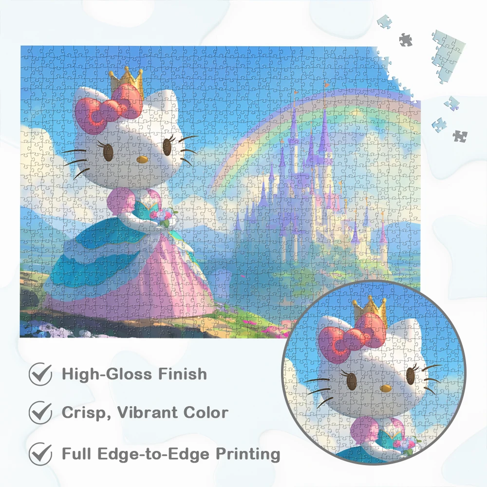 Puzzle Hello Kitty Rainbow Castle Sanrio Kreskówkowe Zabawki dla Dzieci Niepokojące Puzzle Postacie Anime Gry Rodzinne