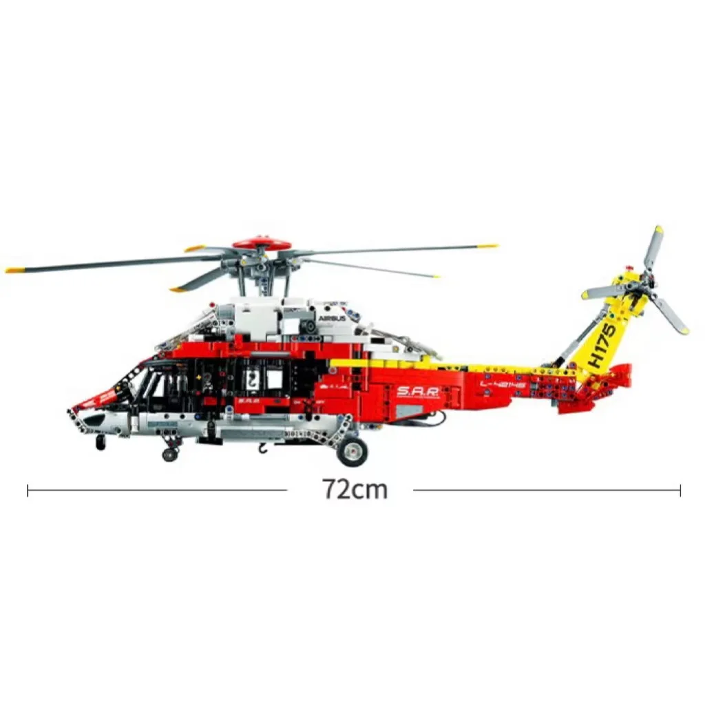 Helicóptero de rescate técnico Airbus H175, modelo educativo de construcción para niños con rotores giratorios, características motorizadas, 42145