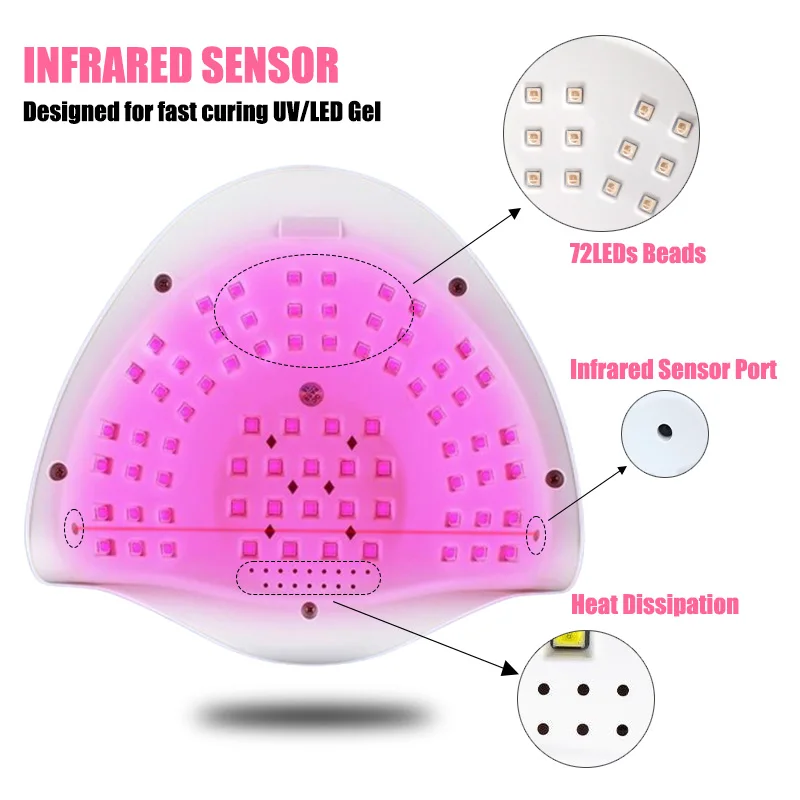 SUN X20 MAX UV LED Nail Lamp Professional Nail Drying Lamp for Manicure 72 LEDs Gel Polish Drying Machine with Auto Infrared