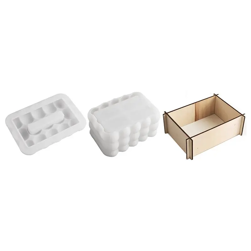 

2025 Trend DIY Tissue Box Silicone Mold Beads Bubble Storage Box Paper Tissue Holder Mold 3D Plaster Printer Resin Craft Gift Ho