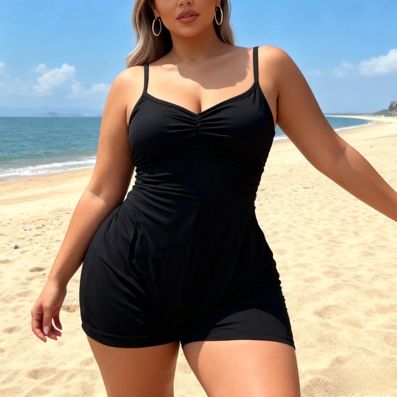 

Женский комбинезон на бретельках без рукавов, облегающий комбинезон сверхтонкого кроя, модный модный предмет, повседневная повседневная одежда для отпуска