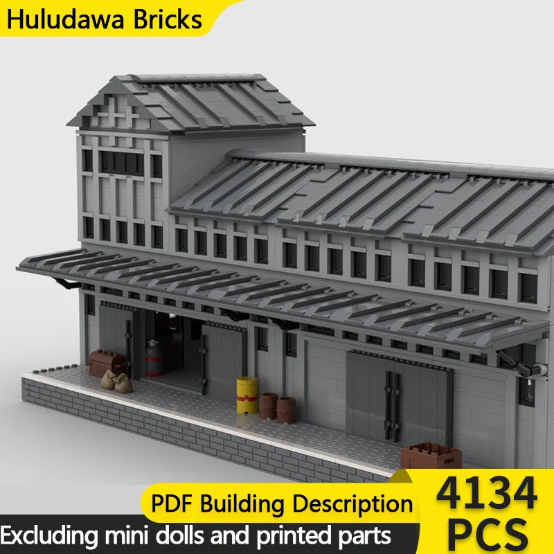 

City Street View Model MOC Building Bricks Train Freight Depot Modular Technology Children Holiday Gifts Assemble Toys Suit