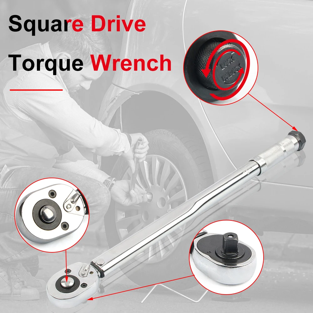 

1/2 Square Drive Torque Wrench 10-150N.m Two-way Ratchet Key Accuracy 4% Preset Bicycle Torques Key Car Bike Repair Hand Tools