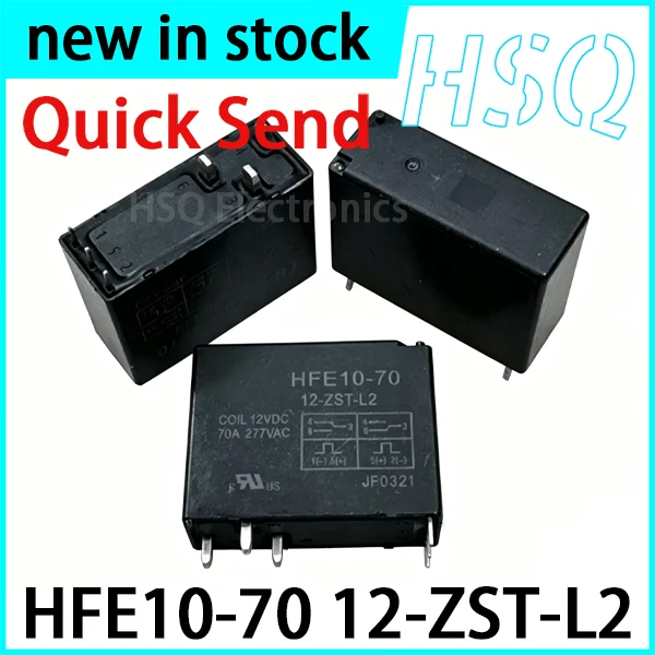 1PCS HFE10-70 12-ZST-L2 Dual Coil Magnetic Latching Relay, 6-pin, 70A