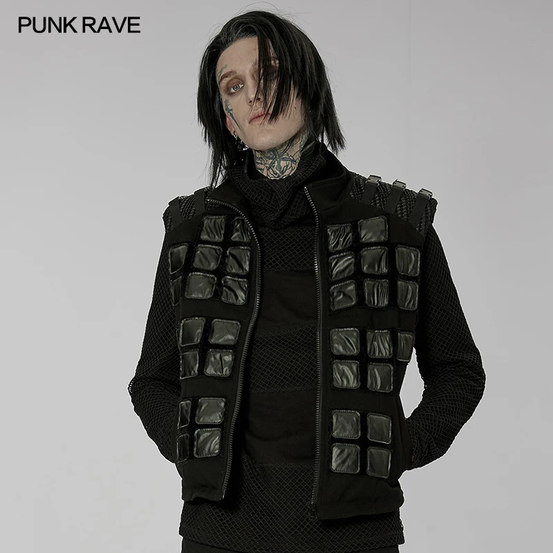 Punk Rave Rock Black Post-apocalyptic style Men\'s Vest Casual Stage Performance Costumes WY1448