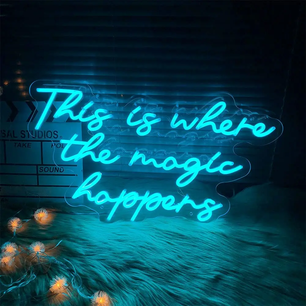 This is Where The Magic Happens Neon Sign Bedroom LED Light Wedding Backdrop Bachelorette Birthday Party HOMEClub Bar Wall Decor
