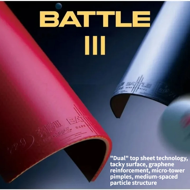 Friendship 729 BATTLE III Sticky Rubber with 2.1mm Dual-Pore Sponge Graphene Top Sheet High Speed&Spin for Looping & Fast Attack