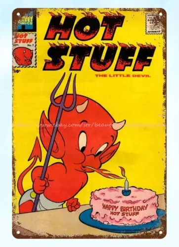 metal farm house signs 1958 comic Hot Stuff Little Devi metal tin sign