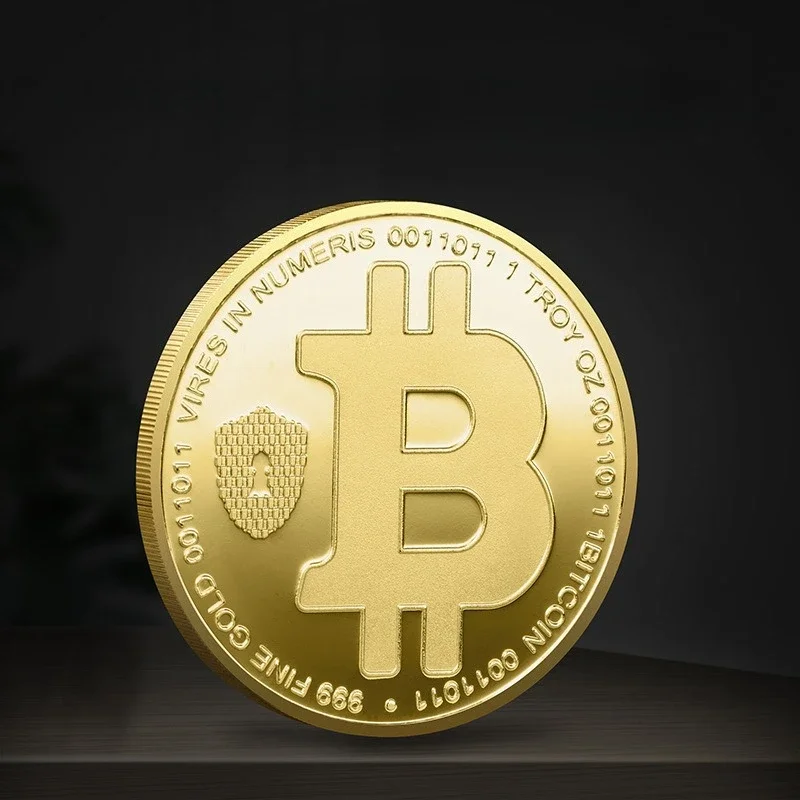 Bitcoin Collection Gold Plated Physical Bitcoins BTC with Case Gift Satoshi Nakamoto Pattern Commemorative Coin