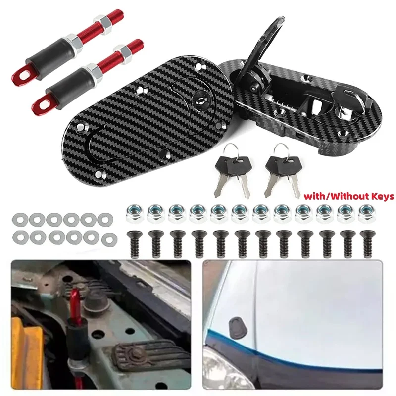 

2Pcs Universal Racing Car Hood Pin Engine Bonnet Latch Lock Mount Kit with/without Lock Key