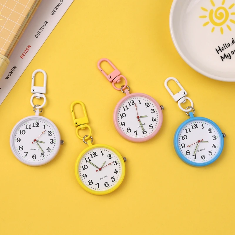  1pc New Mini Cute Keychain Watch Fashion Portable Quartz Pocket Watch with Keyring Men Women Watch Outdoor camping timing tool