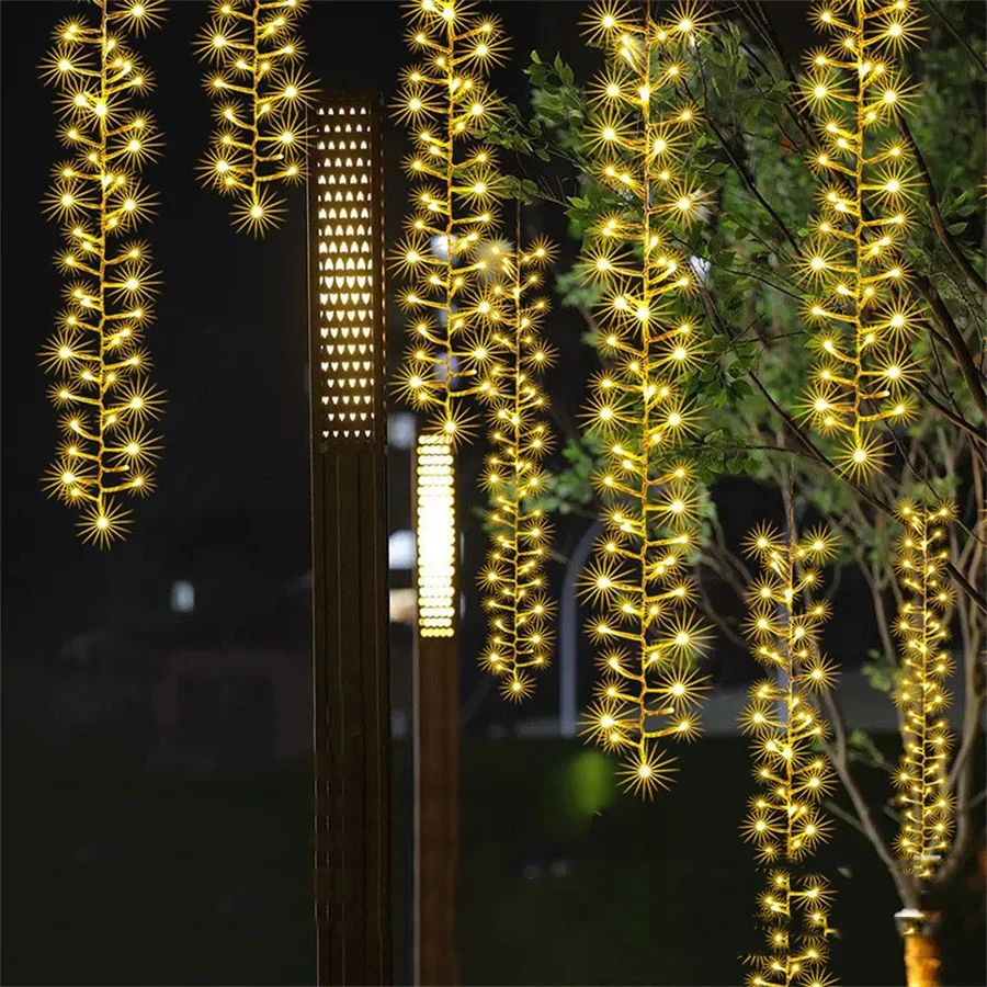 Thrisdar 6 IN1 Christmas Icicle Lights Outdoor Meteor Shower Rain Light Waterfall String Light Firecracker Icicle Light