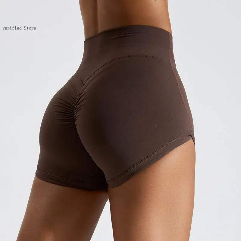 European and American Peach Butt Lifting Yoga High Waist Wrinkle Tight Fitness Shorts Quick Drying Sports Shorts Women