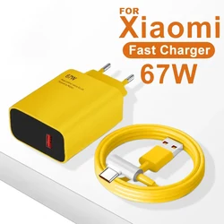 For Xiaomi Original 67W 6A USB Super Fast Charger Power Adapter Mi 12 11 Type C Cable POCO X5 X4 Pro Redmi Note 9 10 11 Charging