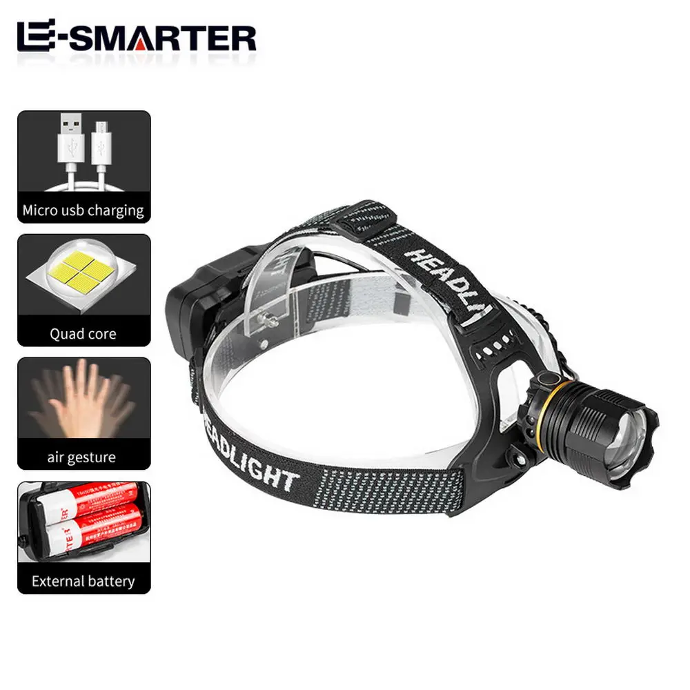 High Power Headlamp Flashlight LED Torch New XHP90 Sensor Headlight 18650 Rechargeable Fishing Camping Lantern