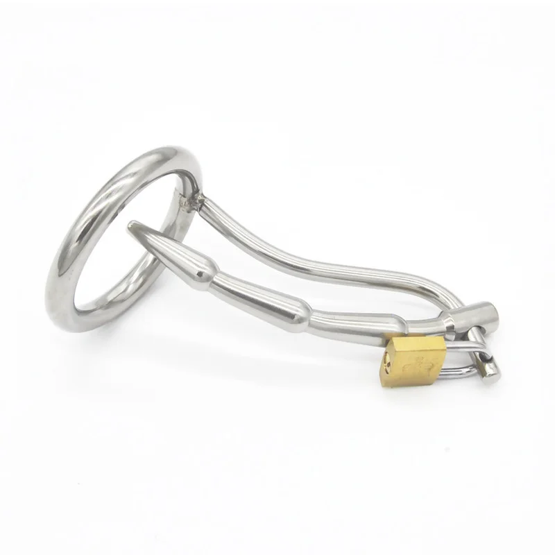 HotX 3 Size Stainless Steel Male Chastity Cage Device Cock Ring Urethral Dilator Penis Plug Lock Adult Game Sex Toys for Men