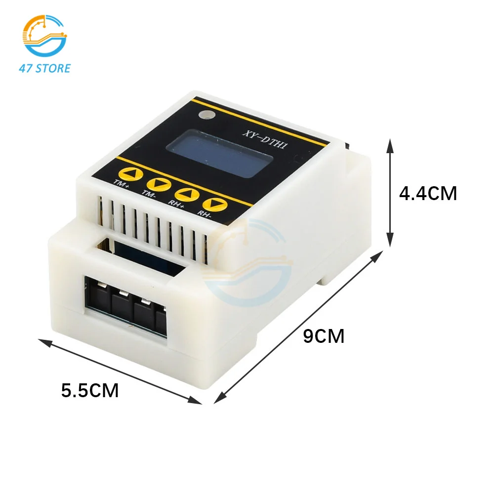 Digital Temperature Humidity Controller XY-DTH1 LED Display -20C To 60C 100%RH SHT30 Sensor Module 10A Relay Output for DIN Rail