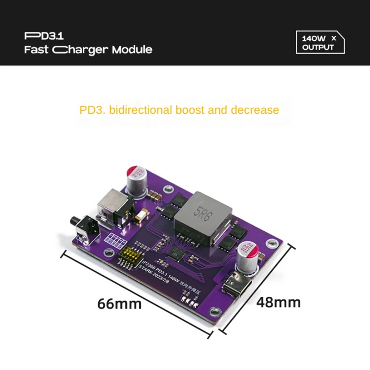 Módulo de carga rápida de batería de litio PD3.1, 140W, 2S/3S/4S/5S/6S conmutable, IP2366, Boost bidireccional, A3