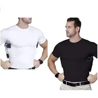 Unisex Concealed Carry Holster Tactical High Stretch T-Shirt Men Clothing Male Female Solid Color T Shirts Plus Size Tops