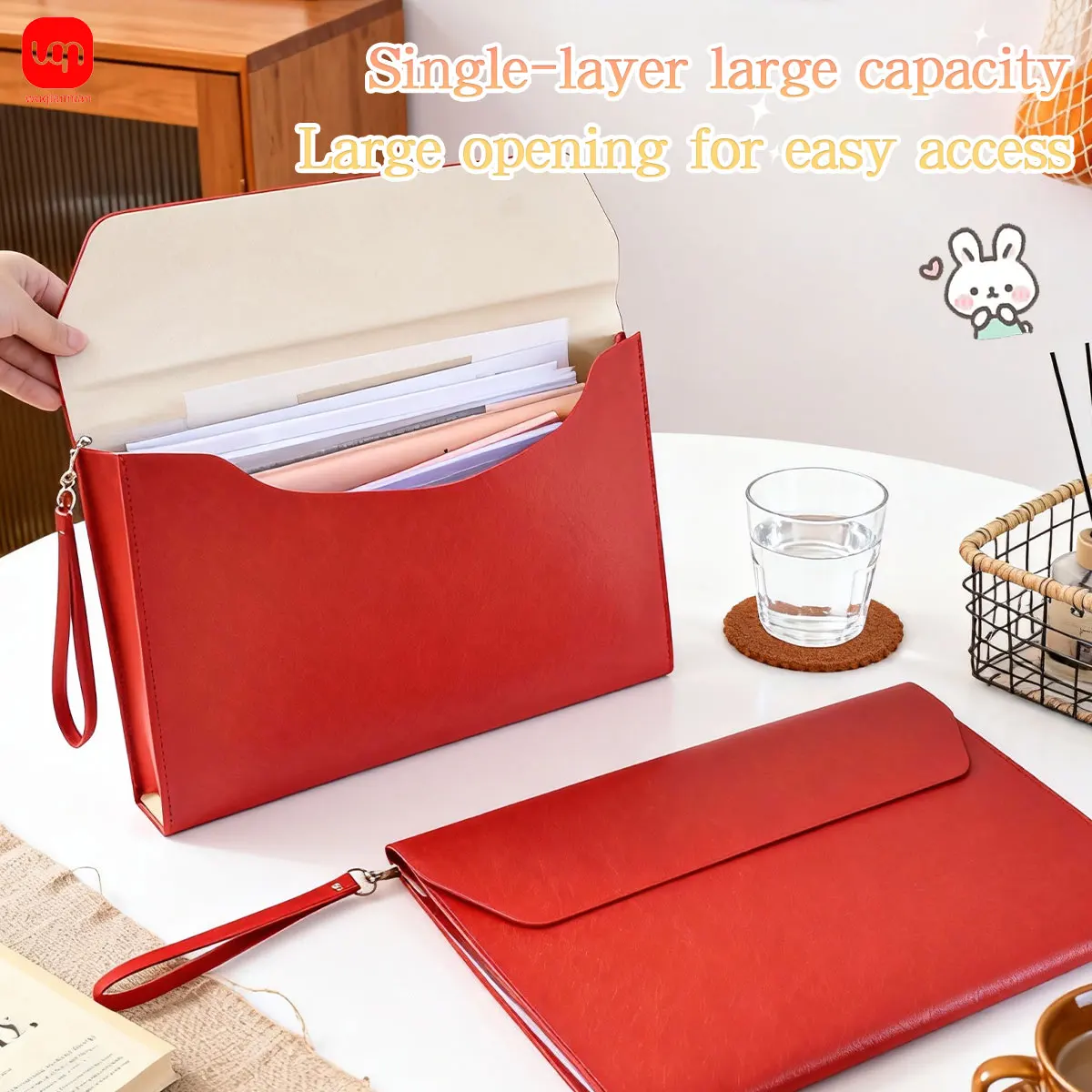 

WQN-1PC High-Quality Leather A-14 Handheld Document Bag,Large-Capacity Business File Organizer,School Stationery,Office Supplies