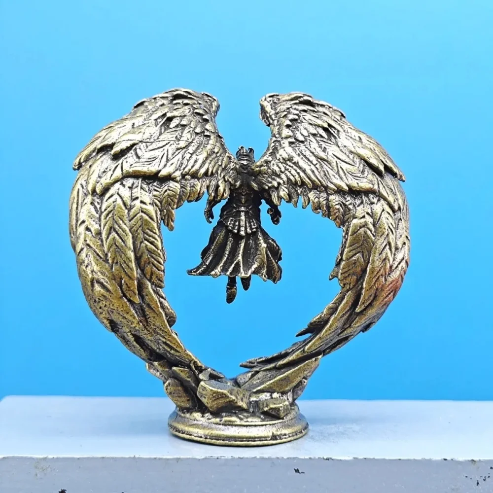 Brass Winged Warrior Mini Figurine Medieval Angel Statue Tabletop Wargame Diorama Desktop Decor Collectible Ornament Gift view 4