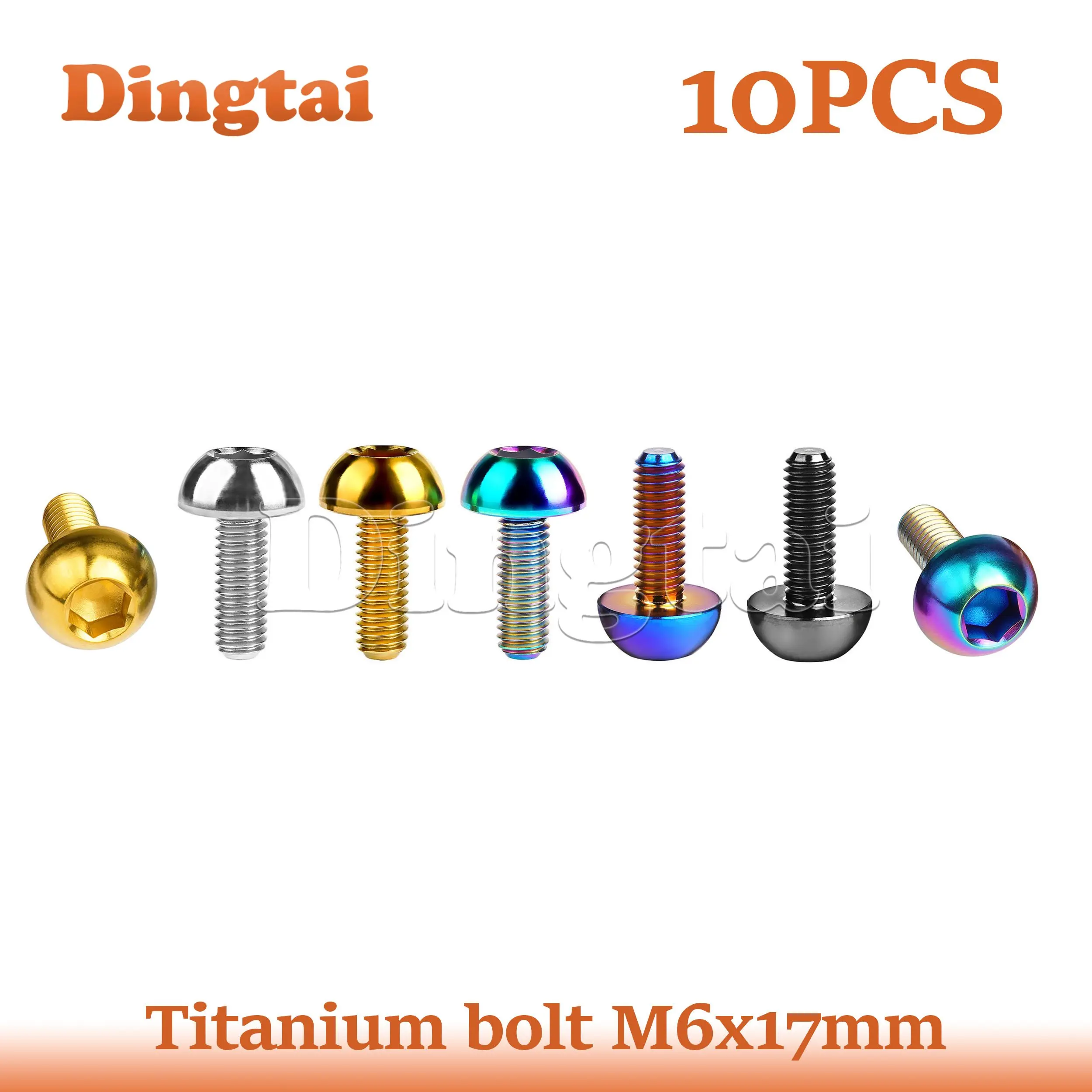 

Dingtai Titanium Bolt 10PCS M6x17mm Flat Button Hexagon Head Scerw Ti Grade 5 for Bicycle Motorcycle Disc Rotor