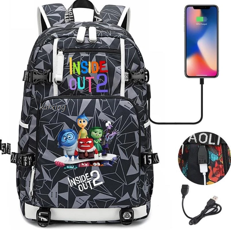 New Inside Out2 Backpack Girls Boy Cartoon School Bag for Teenager Student Canvas Laptop Back Pack Women Rucksack Anime Backpack