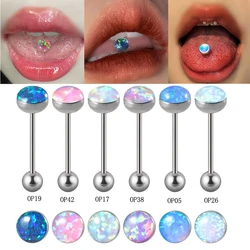 1pcs Surgical Steel Opal Tongue Barbell Piercings Screw Tongue Rings Earrings Cartilage Tragus Helix Lobe Piercing Body Jewelry