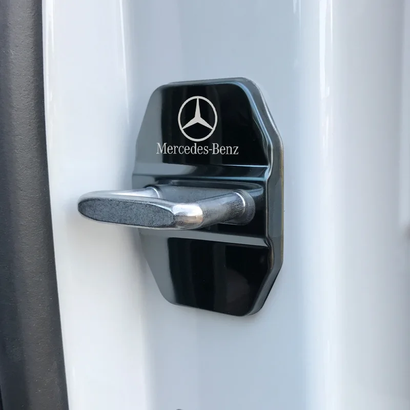 4 Pcs/Set Mercedes Benz Sticker Door Lock Cover Buckle Cover for Lock Box AFFALTERBACH AMG Lock Protection Cover for A/B/C/E/S