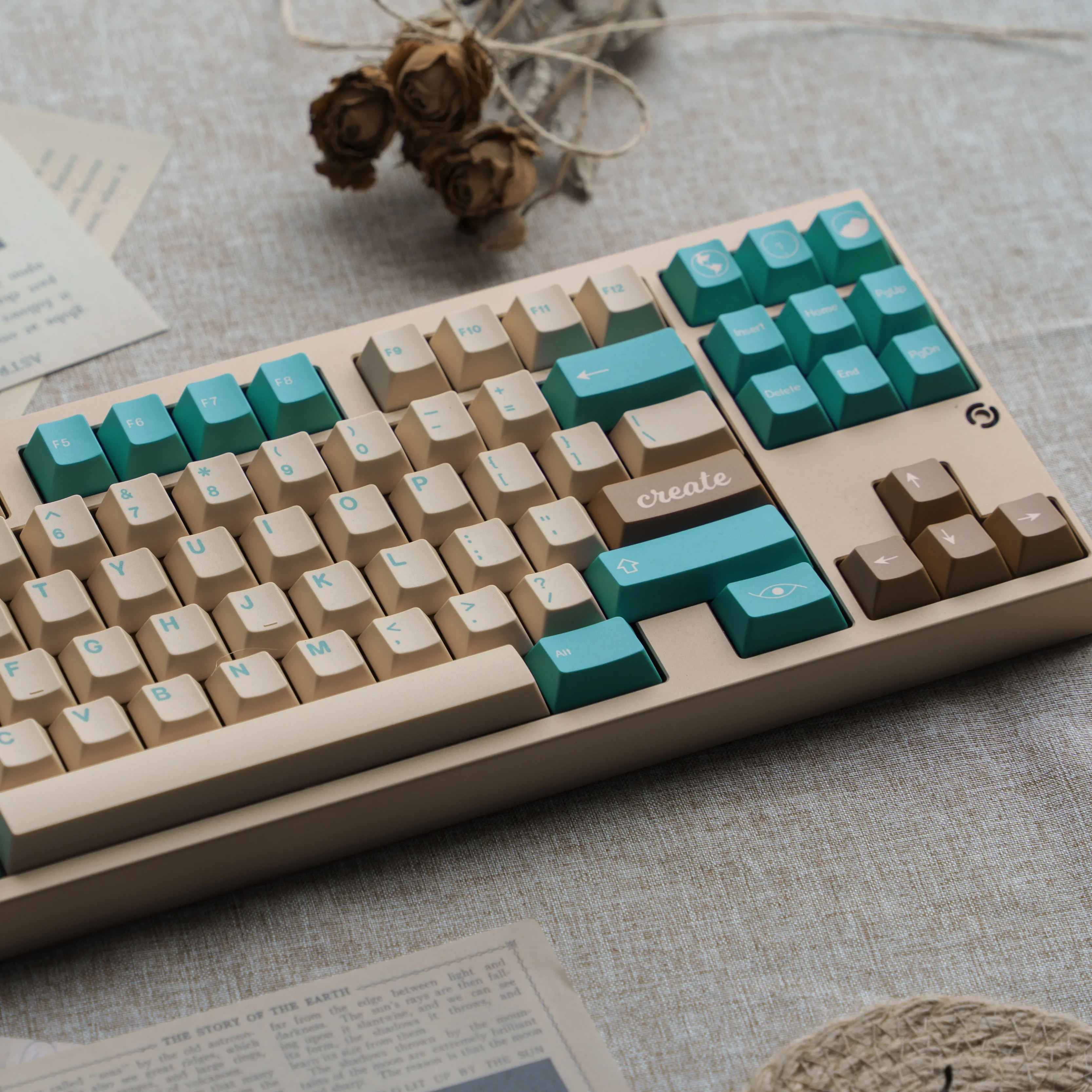 Earthtone keycaps Original height PBT five-sided sublimation mechanical keyboard Customized full set