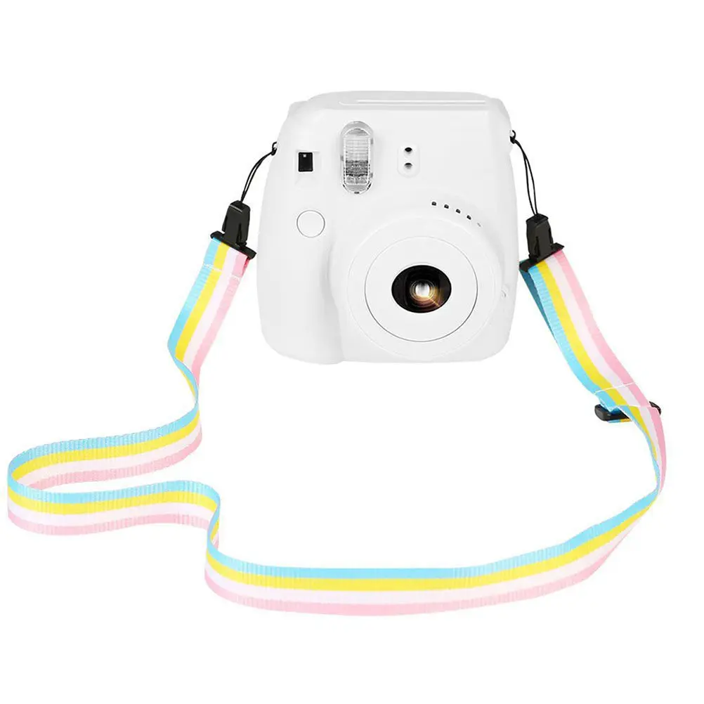 Digital Camera Strap Fuji Mini 25 50 7 8 90 Custom Canvas Cotton Adjustable Shoulder Belt Rainbow Color Essential Camera Neck