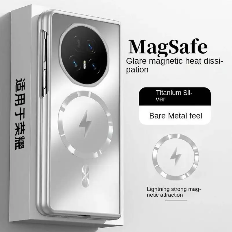 حافظة مغناطيسية مدرعة غير لامعة من Magsafe لهاتف Honor Magic V5 V3 V2 Vs 3 Vs 2 غطاء خلفي واقي للشحن اللاسلكي