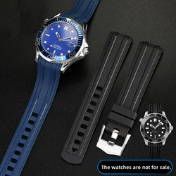 20mm 22mm Silicone Watch with Accessories For Omega Seamaster 210.32 Rubber Watchband Waterproof Bracelet Curved Interface